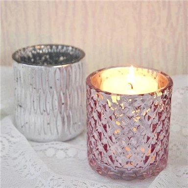 Galvanisierter Votivkerzenhalter aus Glas