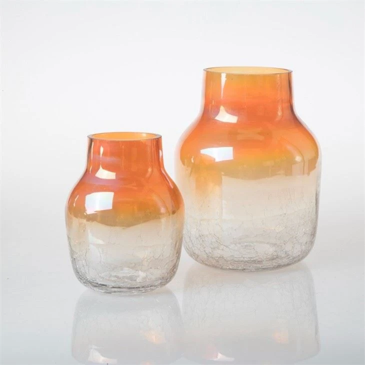 Crack Effect Glass Flower Vase For Decoration