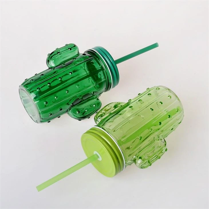 Glass Cactus Drink Bottle