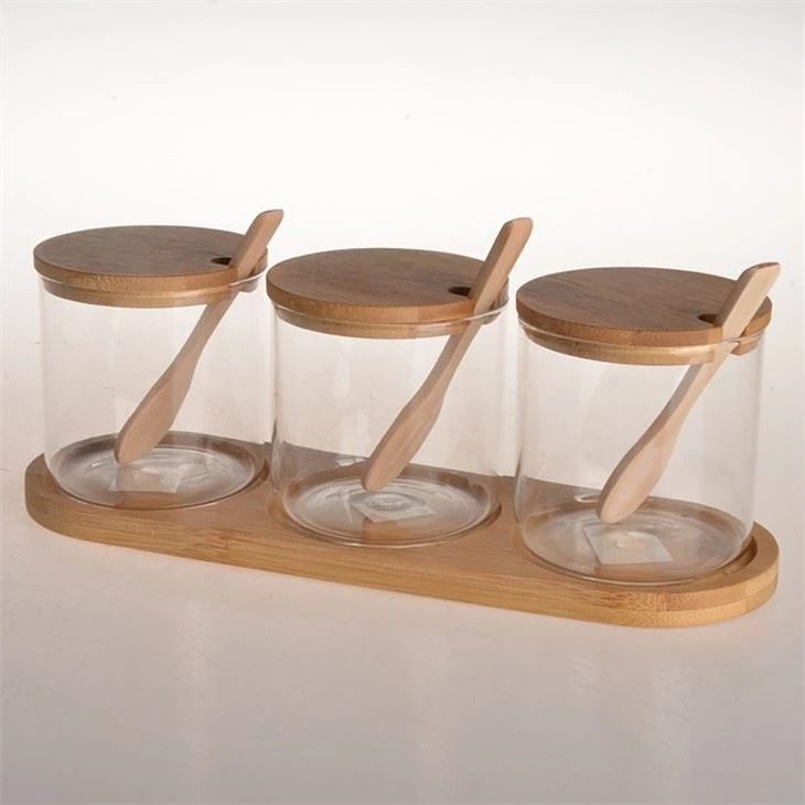 Glass Spice Jars With Bamboo Lids And Labels