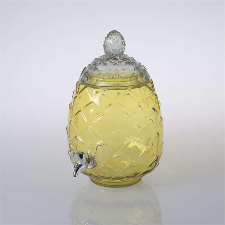 Pineapple Glass Drink Dispenser With Glass Lid