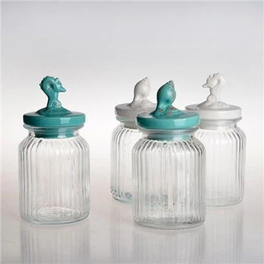 Glas-Penny-Bonbonglas mit Keramikdeckel