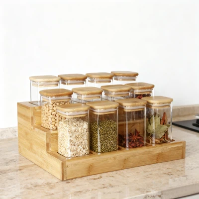 12-teiliges quadratisches Glasbehälter-Set